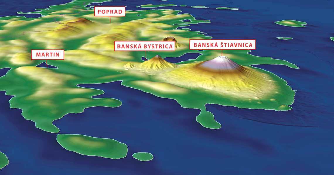 Δαχτυλίδι ηφαιστειακών βουνών, ανάμεσα στα οποία και το στρατοηφαίστειο της Μπάνσκα Στιάβνιτσα