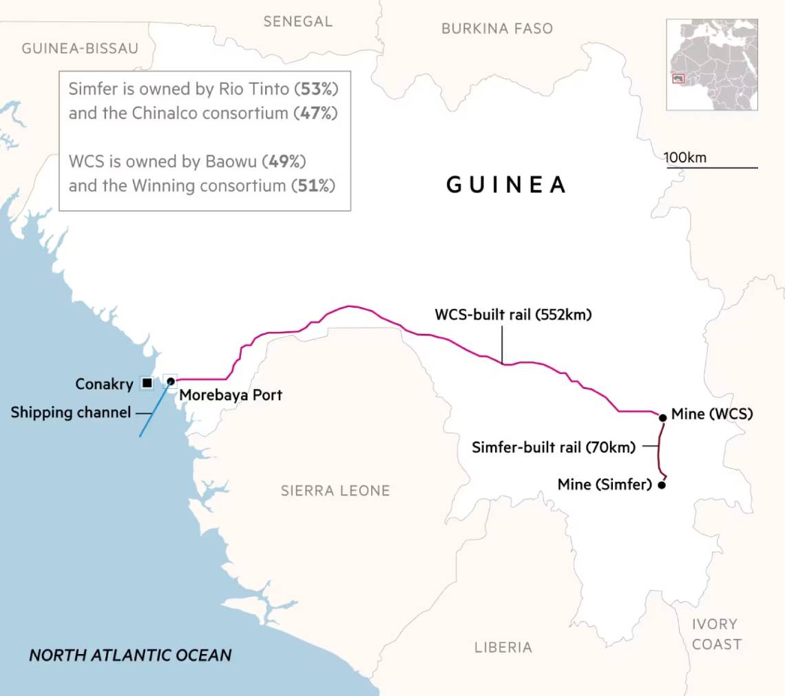 Έργο εξόρυξης σιδηρομεταλλεύματος της Rio Tinto στην Γουινέα